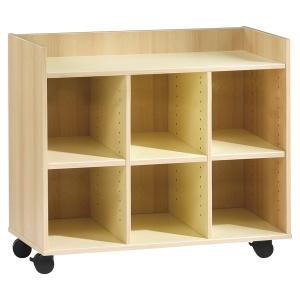 Meuble SAXO mobile 6 cases mélaminé - L104,5xP45xH91,8 cm - Hêtre miel/Coquille d'œuf