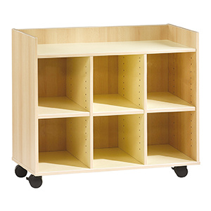 Meuble SAXO mobile 6 cases mélaminé - L104,5xP45xH91,8 cm - Hêtre miel/Coquille d'œuf