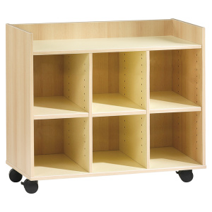 Meuble SAXO mobile 6 cases m?lamin? - L104,5xP45xH91,8 cm - H?tre miel/Coquille d'?uf