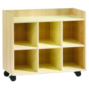 Meuble SAXO mobile 6 cases mélaminé - L104,5xP45xH91,8 cm - Hêtre miel/Coquille d'uf