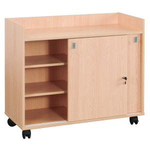 Meuble SAXO mobile 2 portes coulissantes mélaminé - L104,5xP45xH91,8 cm - Hêtre miel