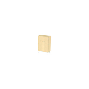 Armoire PICCOLO 2 portes mélaminé piètement époxy - L90xP45xH140 cm - Hêtre miel/Gris alu RAL 9006