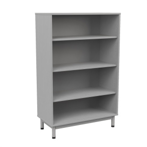 Bibliothèque PICCOLO 3 tablettes mélaminé - L90xP43xH140 cm - Gris perle/gris alu RAL 9006