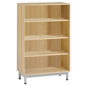 Bibliothèque PICCOLO 3 tablettes mélaminé - L90xP43xH140 cm - Hêtre miel/gris alu RAL 9006