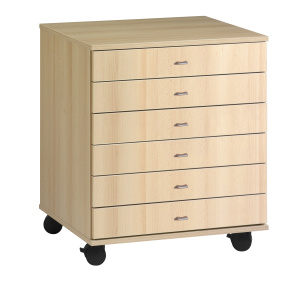 Meuble PICCOLO mobile 6 tiroirs mélaminé - L73,5xP60xH85,6 cm - Hêtre miel