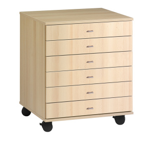 Meuble PICCOLO mobile 6 tiroirs mélaminé - L73,5xP60xH85,6 cm - Hêtre miel