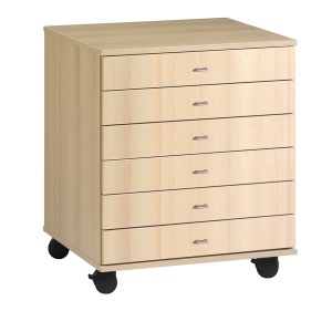 Meuble PICCOLO mobile 6 tiroirs mélaminé - L73,5xP60xH85,6 cm - Hêtre miel