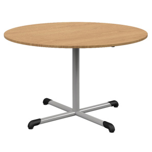 Table BANDANA plateau ép.19 mm mélaminé chant ABS piètement central époxy - D120 cm - T6