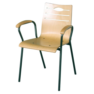 Bridge ADOMA coque  bois Blueprotech® et accoudoirs bois incolore piètement époxy - T6 - Noir décor