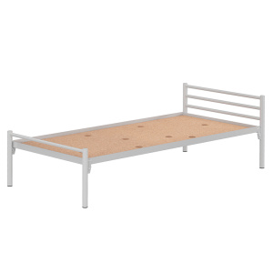 Lit ZEBRA sommier aggloméré piètement époxy - 80x190 cm - Gris alu RAL 9006