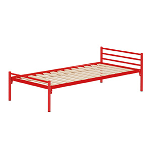 Lit ZEBRA sommier à lattes rigides piètement époxy - 90x190 cm - Rouge RAL 3000