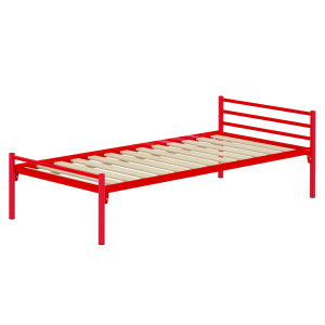 Lit ZEBRA sommier à lattes rigides piètement époxy - 90x190 cm - Rouge RAL 3000