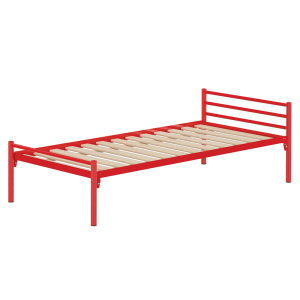 Lit ZEBRA sommier à lattes rigides piètement époxy - 90x190 cm - Rouge RAL 3000