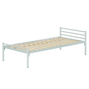 Lit ZEBRA sommier à lattes rigides piètement époxy - 90x200 cm - Gris alu RAL 9006