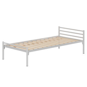 Lit ZEBRA sommier à lattes rigides piètement époxy - 90x200 cm - Gris alu RAL 9006