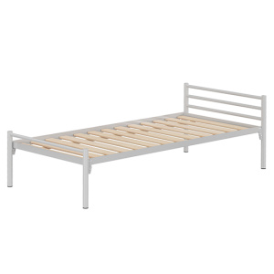 Lit ZEBRA sommier à lattes rigides piètement époxy - 90x200 cm - Gris alu RAL 9006