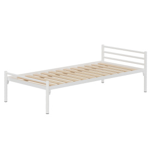 Lit ZEBRA sommier à lattes rigides piètement époxy - 90x200 cm - Blanc RAL 9016