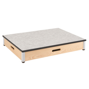 Estrade dessus ép.21 mm plastique chant antichoc piètement bois et époxy - L110xP80xH17 cm - Gris