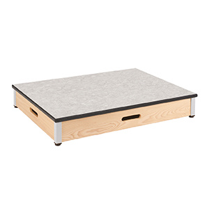 Estrade dessus ép.21 mm plastique chant antichoc piètement bois et époxy - L110xP80xH17 cm - Gris