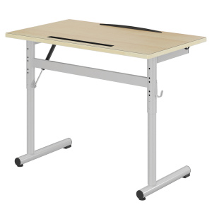 Table à dessin ERGON HR plateau ép.21 mm stratifié chant bois - 100x60 cm - T4 à T7 - Hêtre miel/gris alu RAL 9006