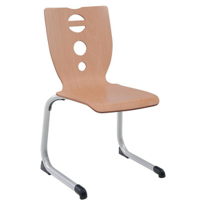 Chaise AST coque FIDGY bois Blueprotech® piètement époxy - T6 - Gris alu RAL 9006