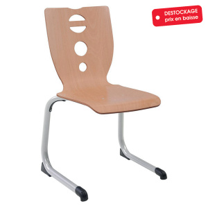 Chaise AST coque FIDGY bois Blueprotech® piètement aluminium époxy - T6 - Gris alu RAL 9006