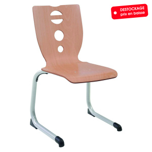 Chaise AST coque FIDGY bois Blueprotech® piètement aluminium époxy - T6 - Gris alu RAL 9006