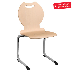 Chaise SOFIA coque C22 Bandana bois Blueprotech® piètement époxy - T6 - Gris RAL 9006