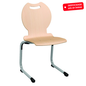 Chaise SOFIA coque C22 Bandana bois Blueprotech® piètement époxy - T6 - Gris RAL 9006