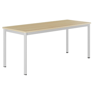Table CARÉLIE mobile plateau ép.24 mm stratifié chant bois piètement époxy - 180x70 cm - T6
