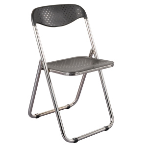 Chaise pliante SPOT assise et dossier polypropylène piètement chromé - T6 - Noir