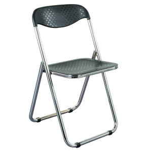 Chaise pliante SPOT assise et dossier polypropylène piètement chromé - T6 - Noir