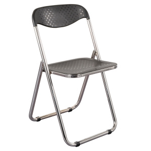 Chaise pliante SPOT assise et dossier polypropylène piètement chromé - T6 - Noir