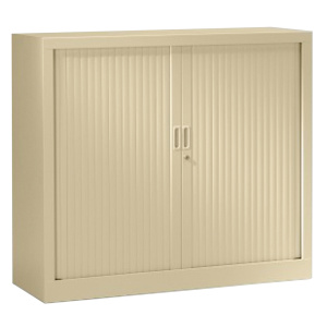 Armoire à rideaux GÉNÉRIC 2 tablettes coloris noir époxy - L100xP45xH100 cm - Beige RAL 1015