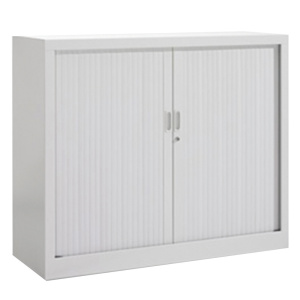 Armoire à rideaux GÉNÉRIC 2 tablettes coloris noir époxy - L100xP45xH100 cm - Gris RAL 7035