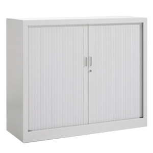 Armoire à rideaux GÉNÉRIC 2 tablettes coloris noir époxy - L100xP45xH100 cm - Gris RAL 7035