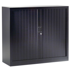 Armoire à rideaux GÉNÉRIC 2 tablettes coloris noir époxy - L100xP45xH100 cm - Noir RAL 9005