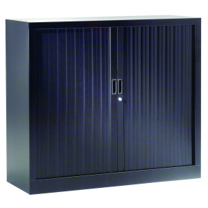 Armoire à rideaux GÉNÉRIC 2 tablettes coloris noir époxy - L100xP45xH100 cm - Noir RAL 9005