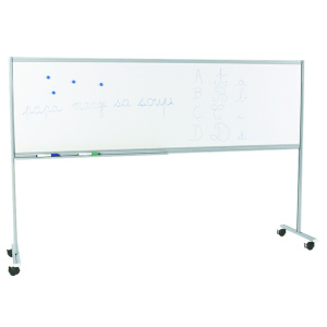 Piste graphique mobile blanc pour feutre piètement époxy - L200xH120 cm - Gris RAL 9006