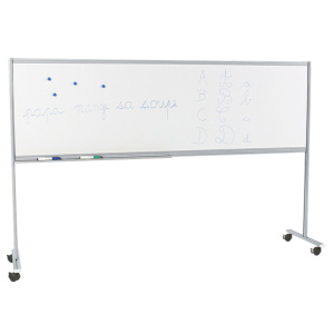 Piste graphique mobile blanc pour feutre piètement époxy - L200xH120 cm - Gris RAL 9006
