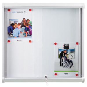 Vitrine d'intérieur LEADER portes battantes surface tôle x10 A4 - L113xP5,2xH70 cm
