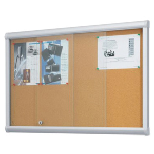 Vitrine d'intérieur portes coulissantes surface liège x15 A4 - L112,3xP5,5xH98,5 cm
