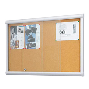 Vitrine d'intérieur portes coulissantes surface liège x15 A4 - L112,3xP5,5xH98,5 cm