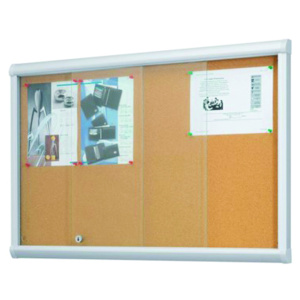 Vitrine d'intérieur portes coulissantes surface liège x15 A4 - L112,3xP5,5xH98,5 cm
