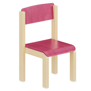 Chaise RICOCHET assise et dossier contreplaqué piètement bois - T0 - Rouge