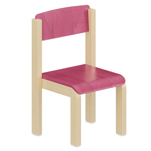 Chaise RICOCHET assise et dossier contreplaqué piètement bois - T0 - Rouge