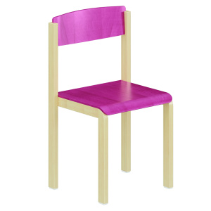 Chaise RICOCHET assise et dossier contreplaqué piètement bois - T3 - Fuchsia
