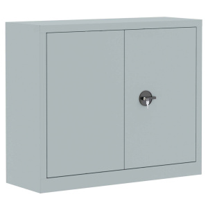 Armoire monobloc portes battantes 2 tablettes coloris gris - L120xP43xH100 cm - Gris RAL 7035