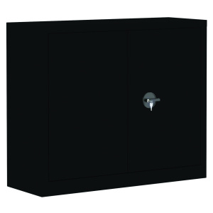 Armoire monobloc portes battantes 2 tablettes coloris noir - L120xP43xH100 cm - Noir RAL 9005