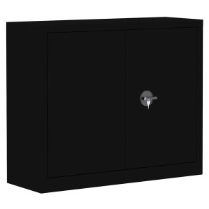 Armoire monobloc portes battantes 2 tablettes coloris noir - L120xP43xH100 cm - Noir RAL 9005